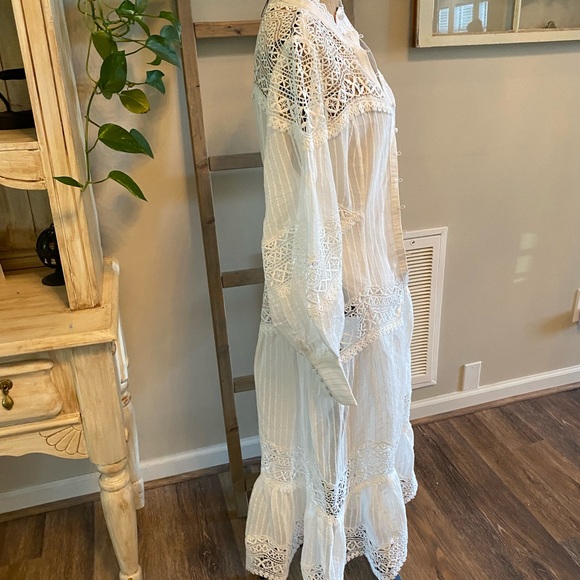Karen Millen NWT Cotton Voile Cutout Prairie Boho Bridal Dress UK 12/US 10/EU 40 - Picture 10 of 12
